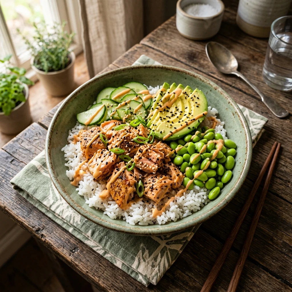 Salmon Rice Bowl with Spicy Mayo